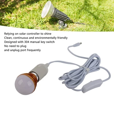 E27 Ball Bulb Spiral LED Solar White Light For Camping Tent 12V 5W With 3met AUS - Image 1 of 4