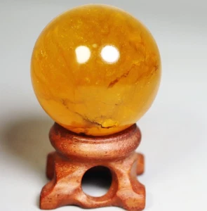 Natural Yellow Fluorite & Mica Quartz Crystal Stone Sphere Ball Specimen Stand - Picture 1 of 10