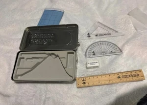 Helix Oxford Maths Set equipment supplies stationary metal tin Pre owned  - Picture 1 of 6