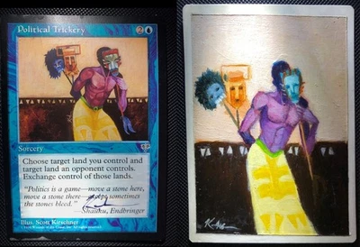 MTG Mirage Political Trickery Artist Proof Painted 1/1 AP Magic - Image 1 of 3