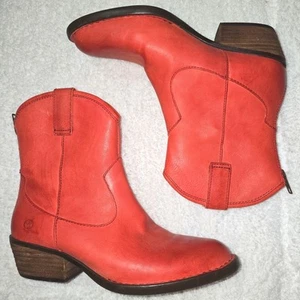 Stivali da cowgirl western con tacco Wynd in pelle rosso fuoco nato F71605 7M - Foto 1 di 7