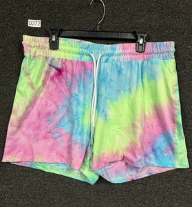 Juicy Couture Sport Soul-Stice Pink Teal Tie-Die Drawstring Shorts Womens Sz XL - Picture 1 of 10