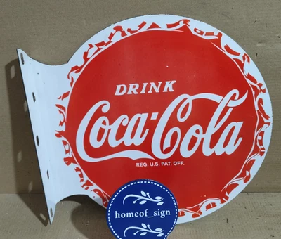 Drink Coca Cola  Porcelain Enamel Sign 19.5 x 17 Inches 2 Sides - Image 1 of 4