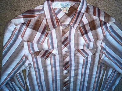 CAMISA VAQUERA OCCIDENTAL MANGA LARGA KENNINGTON RANCHWEAR RAYAS L PARA HOMBRE AÑOS 70 80 DE COLECCIÓN Foto 1 de 4