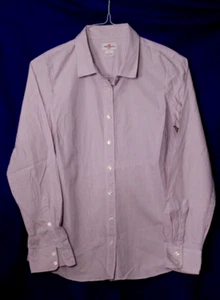 J CREW BLUSE Damen Gr. M rosa blau weiß winzig kariert langarm 100% Baumwolle - Bild 1 von 5