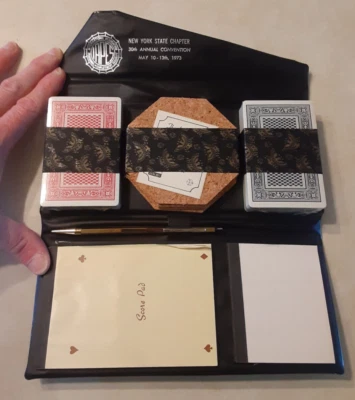 Vintage Skai Hide Bridge Set Sealed Decks Coasters Cards New York NY IAPES 1973 - Image 1 of 4