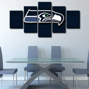 Seattle Seahawks Logo NFL Football Sports Team 5 Piece Panel Canvas Wall Art - Picture 1 of 5