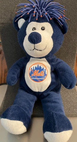 NY New York Mets 14” MLB Plush BEAR WITH SPIKE Blue & Orange HAIR - GOOD STUFF Cover
