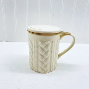 Pinky Up Porcelain Tea Cup Infuser Lid 12 Oz White - Picture 1 of 10