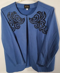 Bob Mackie Wearable Art Women's Size 1X Blue? Purple? Cardigan Open Front LS - Picture 1 of 3