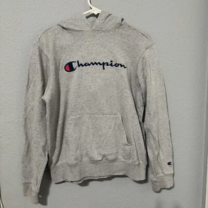 Champion Big Boy Authentic Athletic Grey Hooded Long Sleeves Cozy Sweater Sz XL - Picture 1 of 7