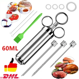 Edelstahl Marinierspritze BBQ Bratenspritze Gewürzspritze Fleischspritze 60ml - Bild 1 von 14