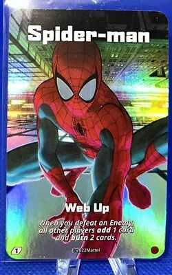 UNO Ultimate Marvel Ultra-rare SPIDER-MAN Web Up & Variation FOIL & 4 UNCOMMONS - Image 1 of 4