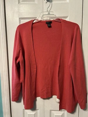 Evie Women's Plus Size Long Sleeve Coral Orange Silk Blend Open Cardigan Size 2X - Image 1 of 4