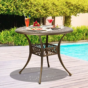 Livsip Garden Table Bronze Cast Aluminium Outdoor Patio Dining Side Table 75cm - Picture 1 of 9