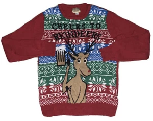Funny Ugly Christmas Sweater “Cheers To Reindeers” Beer Red Medium - Picture 1 of 4