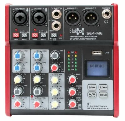 E-Lektron SE-4 Live Mischpult 2-Kanal + stereo AUX + USB/Bluetooth + Soundkarte - Bild 1 von 4