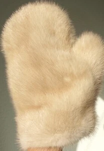 Nerz Handschuh Pelz Wellness Massage Fell Streichel Erotik Mink Glove Fur Beige - Picture 1 of 3