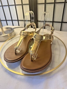 Women’s Shiny Gold Leather Sandals by Michael Kors in US Size 8M - Soooo Pretty! - Picture 1 of 12