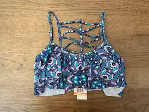 Jessica Simpson Blue Purple MEDIUM Kaleidoscope Flounce Strappy Bandeau Swim Top - Picture 1 of 2