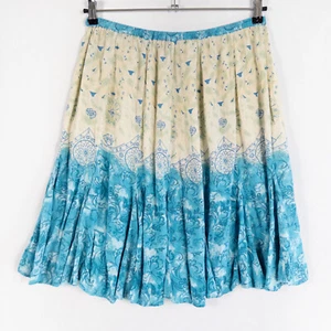 Falda Bila Mujer Mediana Azul Crema Estampado Geométrico Rayón Pull On Informal Boho - Imagen 1 de 9