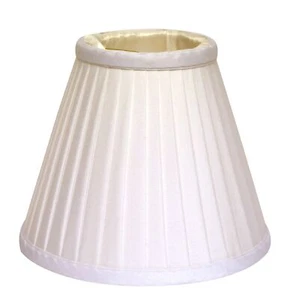 4" White Set of 6 Slanted Pleat Chandelier Silk Lampshades - Picture 1 of 9