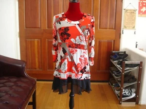 STYLE & CO Women Sz S Red/Black Sheer Floral Dress w/ Black Fringe & Tank Top - Picture 1 of 7