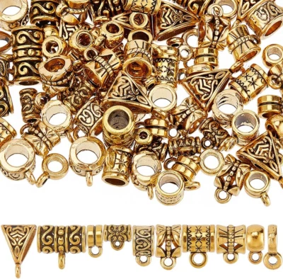 1 Caja 100 Piezas 10 Estilos Cierre Cuentas de Fianza Dijes Oro Tubo de Fianza Cuentas Tibetanas Anti Foto 1 de 4