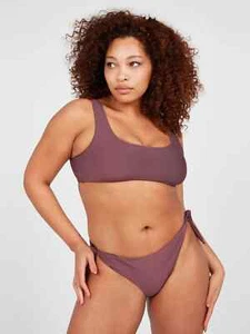 Volcom Simply Seamless Scoop Bikini Top Plus Sz 16W Purple Eggplant Swimwear New - Picture 1 of 12