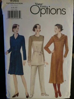 Vogue Easy Options Pattern  9565, dress, tunic and pants, size 6 8 10 m/mp - Image 1 of 3