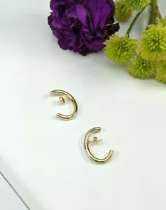 Gold Hoop Earrings Circle Statement Simple Classic Bridesmaid Jewelry Gifts Her - Picture 1 of 4