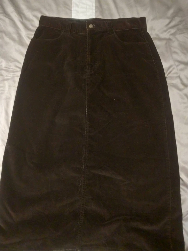 Eddie Bauer Y2K 棕色灯芯绒长裙 Preppy Boho Cottagecore 尺寸 10 Y2k  — 第 1/4 张图片