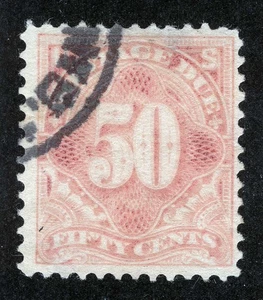 US Sc J44 Deep Claret 50¢ DLWm POSTAGE DUE 1895 Black CDS Cancel - Bild 1 von 1
