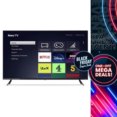 Polaroid P55UR1953U 55" SMART 4K Roku TV Ultra HD HDR LED TV Freeview Play Black - Image 1 of 3