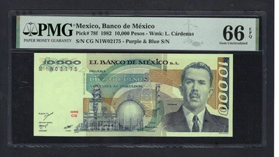México 10000 Pesos 1982 P78f Sin Circular Grado 66 Foto 1 de 2