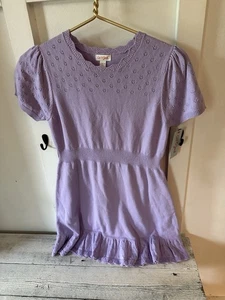 Cat And Jack Girls Lightweight Knit Spring Summer Dress Lavender Sz Lg 10-12 NWT - Picture 1 of 4