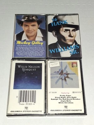 Lot of 4 Country Music Cassettes - Hank Williams, Willie Nelson, Mickey Gilley — 第 1/4 张图片