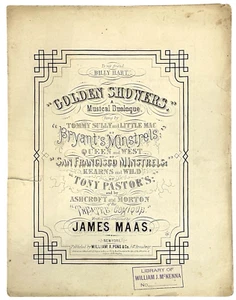 Golden Showers Antique 1871 Sheet Music by James Maas - Large Format - Picture 1 of 2