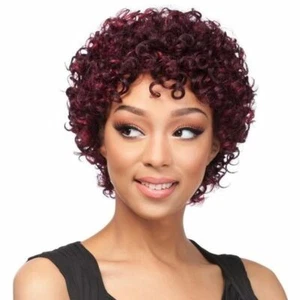 Brazilian Human Hair Kinky Curly Wigs Short Pixie Wigs For Black Women Burgundy - Picture 1 of 8