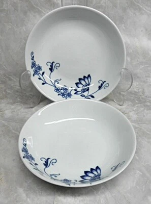 Juego de 2 tazones para ensaladera de sopa Camille de 8" azul floral porcelana Spal Foto 1 de 4