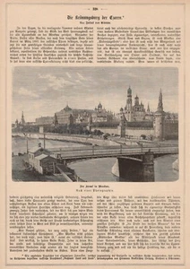 Moscow Kremlin View Wood Engraving From 1883 Moscow - Picture 1 of 1