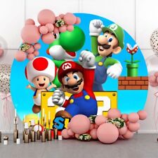 Couverture de toile de fond dessin animé ronde Super Mario Bros garçons décorations de fête d'anniversaire