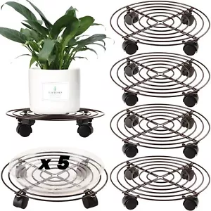 5 Packs Large Metal Plant Caddy with Locking Wheels 13' Heavy-duty Iron Rolli... - Picture 1 of 9