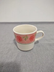 VINTAGE Corelle Cups Mugs HEIRLOOM BLOOM Pink Flowers Green Leaves - Picture 1 of 4