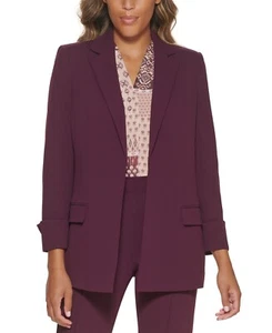CALVIN KLEIN Women's Purple Open Front Rollback Cuff Blazer Women's Size 8 NWT - Picture 1 of 4
