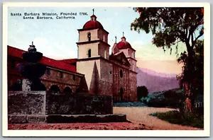 Santa Barbara California c1915 Cartolina Santa Barbara Missione Fondata 1786 - Foto 1 di 2