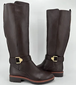Tommy Hilfiger Brown Vegan Leather Riding Boots sz 6 Women's Frankly Equestrian - Picture 1 of 9