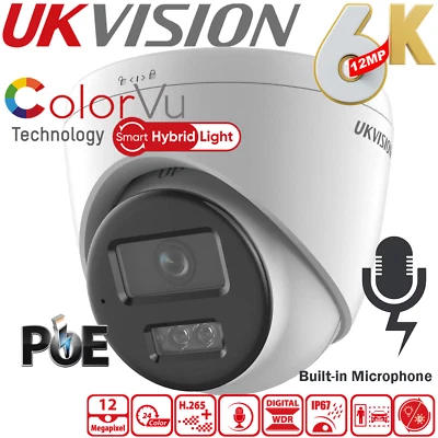 Hikvision OEM 12MP ColorVu PoE CCTV Security Camera Audio Mic AI Human Detection - Image 1 of 4