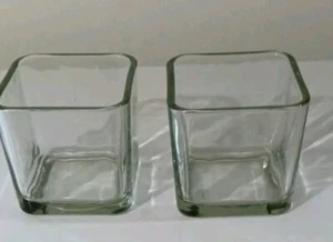 2 soportes votivos grandes de vidrio transparente de 3 1/2" X 3 1/2"  - Imagen 1 de 8