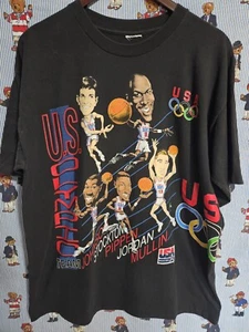 Vintage 1992 Olympic Dream Team Single Stitch AOP All Over Jordan USA T-shirt XL - Picture 1 of 8